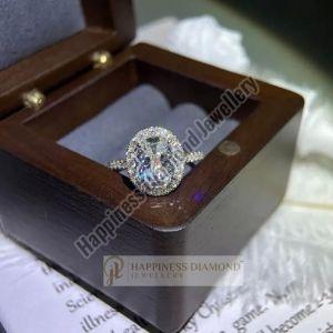 Oval Cut Cluster Pave Engagement Ring