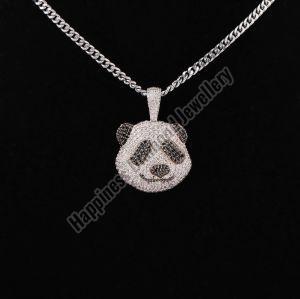 White Gold panda Full Iced Out Pendant