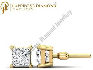 Ladies Princess Cut Stud Earrings