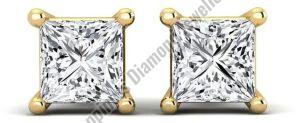 Ladies Princess Cut Stud Earrings
