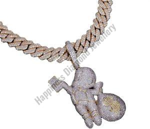 Money Bag Boy Fully Iced Out Pendant