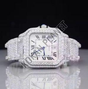 Mens Exclusive Luxury Roman Dial Moissanite Diamond Watch
