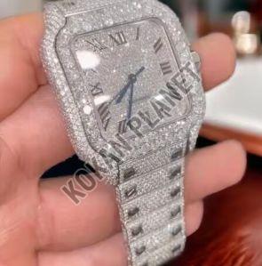 Mens High-Quality Luxury VVS Moissanite Full Iced Out Hip Hop Quartz Watch