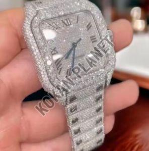 Mens Luxury Moissanite Diamond Iced Out Quartz Watch