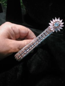 Flower Design American Diamond Pink Square Bracelet