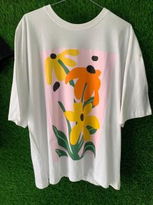 Oversized White Graphic Printed T Shirt