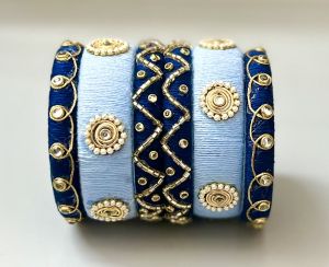 Royal Blue & Navy Thread Bangles
