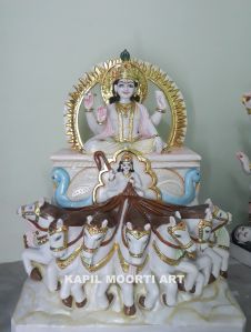 Marble Surya Dev Moorti