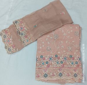 D no.1003  Pure Chiffon Embroidered Unstitched Suit