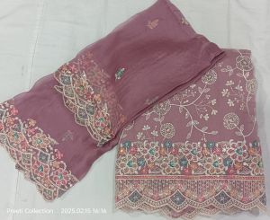 D no.1003  Pure Chiffon Embroidered Unstitched Suit