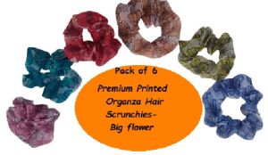 Premium Printed Organza Hair Scrunchies for Girls and Women - old light jaswanti