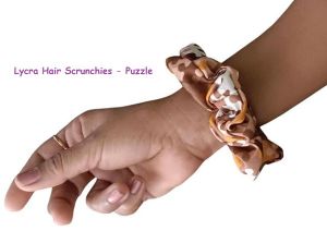 Lycra Hair Scrunchies for Girls and Women -Puzzle Design