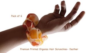 Premium Printed Organza Hair Scrunchies-new Feather