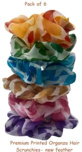 Premium Printed Organza Hair Scrunchies-new Feather