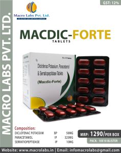DICLOFENAC POTASSIUM 50 MG PARACETAMOL 325 MG TAB SERRATIOPEPTIDASE TABLET
