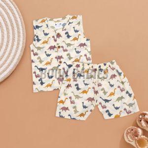 Baby Dinosaur Print Cotton Jabla & Shorts Set