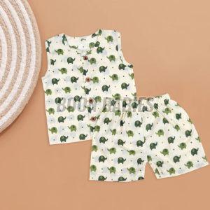 Baby Printed Cotton Jabla & Shorts Set