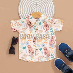 Boys Animal Print Cotton Shirt