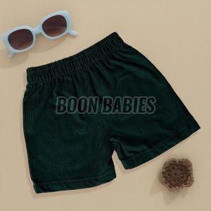 Boys Dark Green Minimalist Cotton Shorts