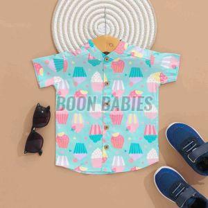 Boys Ice Cream Print Cotton Shirt