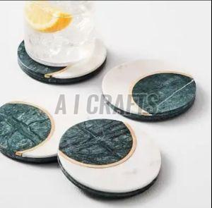 Marble and Gold Trim Coaster Set