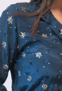 Embroidered Sequin Blue Viscose Shirts