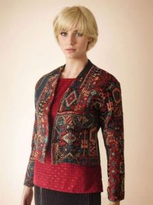 Short Red Embroidered Work Jacket