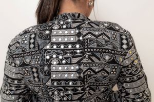 Short Black Embroidered Mirror Work Jacket