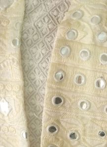 Shot White Embroidered Mirror Work Jacket