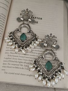 German Silver Beaded Earrings