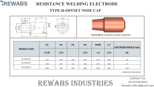 Copper Offset Nose Resistance Welding Electrodes