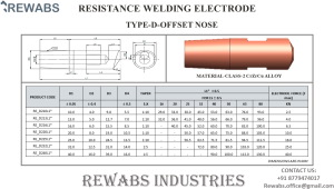 Offset Nose Resistance Welding Electrodes