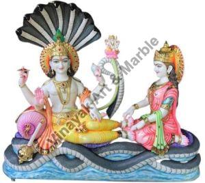 Marble Vishnu Laxmi Shesh Shaiya Statue