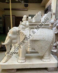 White Marble Elephant Statue