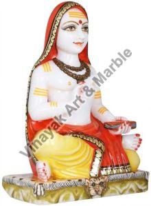 White Painted Marble God Shankaracharya Statue
