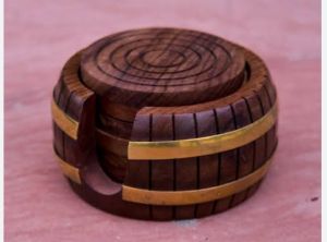 Sheesham Wood Wooden Coaster Set