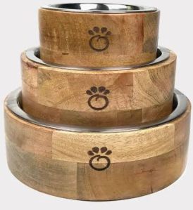 Wooden Dog Bowl Set
