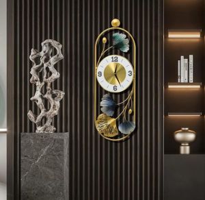 Decorative Metal Wall Clock with Floral Design