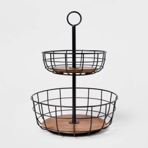 2 Tier Black Iron Fruit & Vegetable Basket