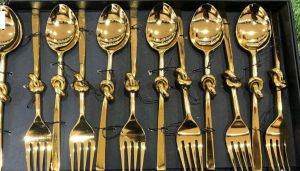 Stainless Steel Gold Plated  Spoons Set