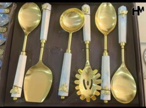 Stainless Steel Spoons with Golden Shine