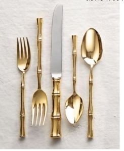 Stainless Steel with Gold Touch Elegant Dining Spoons