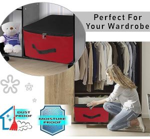 2 Pcs Combo Black & Red Nylon Wardrobe Storage Bag