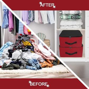 2 Pcs Combo Black & Red Nylon Wardrobe Storage Bag