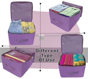 2 Pcs Combo Purple Nylon Wardrobe Storage Bag