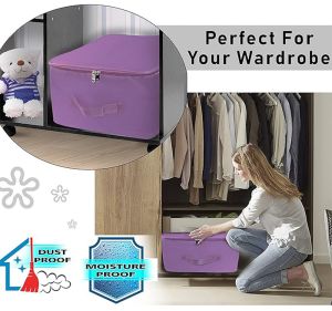 2 Pcs Combo Purple Nylon Wardrobe Storage Bag