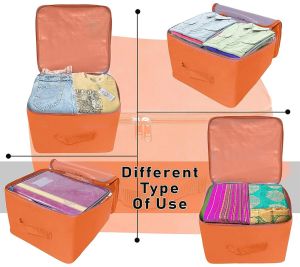2 Pcs Combo Orange Nylon Wardrobe Storage Bag