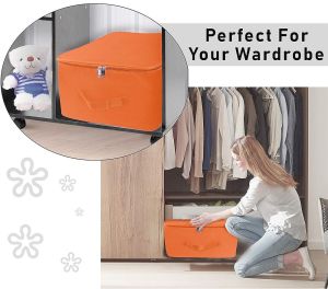 2 Pcs Combo Orange Nylon Wardrobe Storage Bag