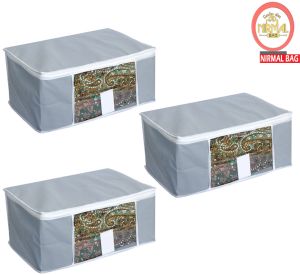 3 Pcs Combo Grey Plain Storage Bag