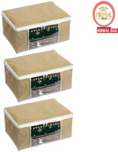 3 Pcs Combo Beige Plain Storage Bag